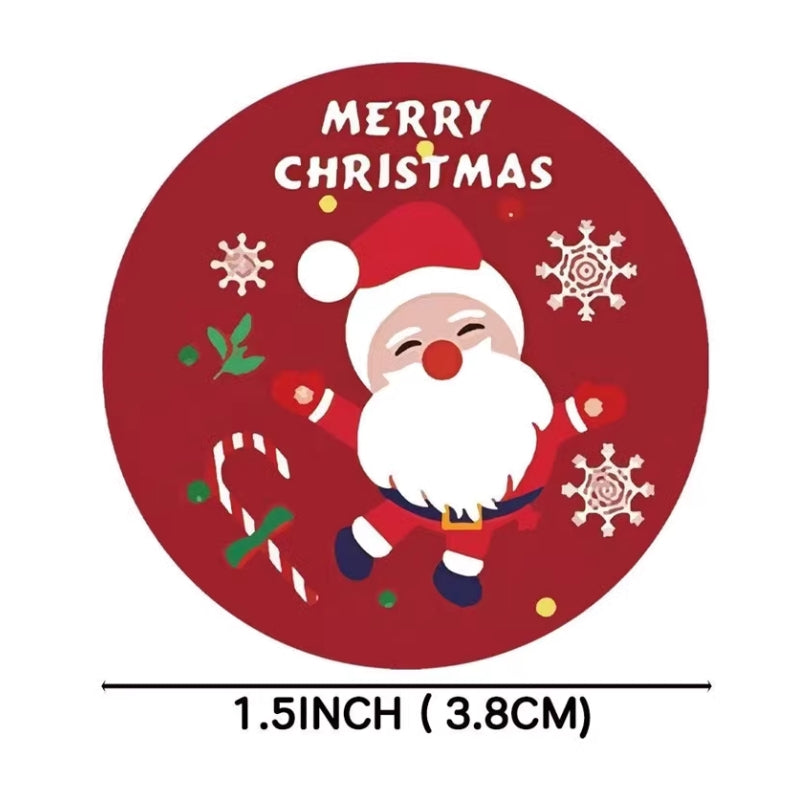 500 Autocollants/Rouleau - Stickers de Noël avec Motifs de Bonhomme de Neige et Sapin - Décorations pour Emballage Cadeaux Festifs